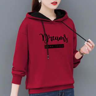 本命年红色女士连帽加绒休闲外套高档 卫衣女2025年新款 春秋季 薄款