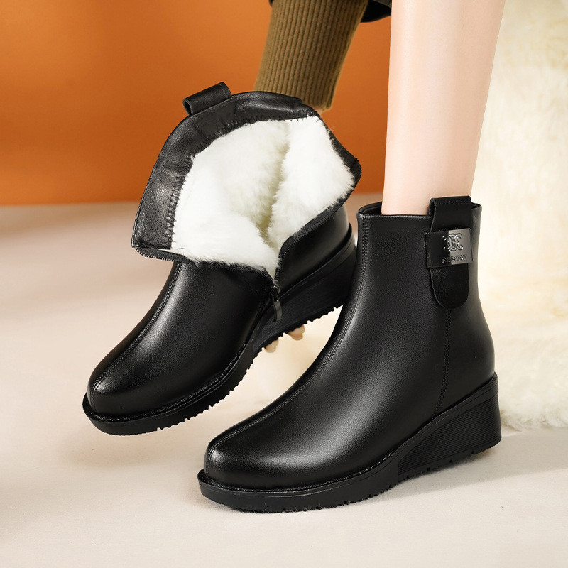 东北皮毛一体雪地靴女加绒加厚羊