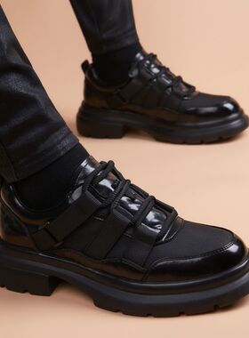 男婚鞋新款男士皮鞋潮鞋圆头时尚英伦风黑色百搭休闲男皮鞋新款鞋