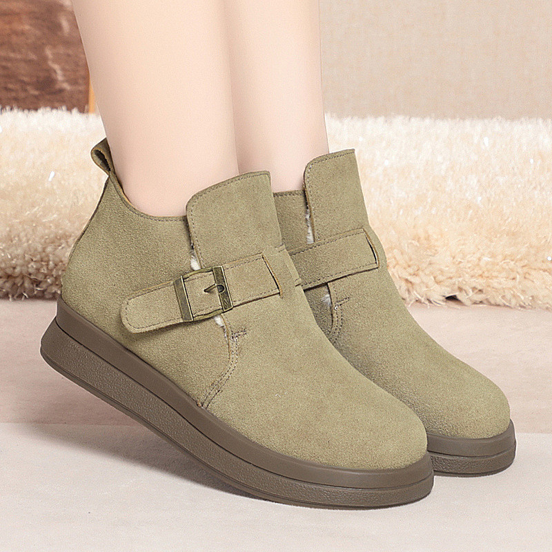 新款春秋妈妈鞋软皮平底软防滑工