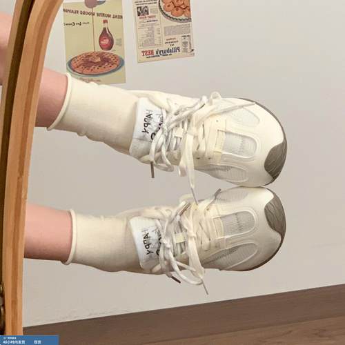 白色运动鞋女款2025夏季透气小白鞋网面德训鞋平底阿甘鞋休闲板鞋