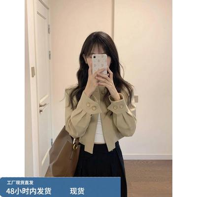 卡其色短外套女设计感小众小个子百搭短款夹克风衣早春季2025新款