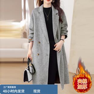 毛呢外套女士秋冬季2025年新款今年流行爆款夹棉加厚中长呢子大衣