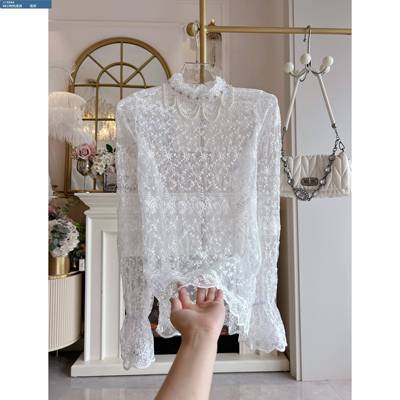 法式蕾丝花边半高领长袖打底衫女秋冬季漂亮新款内搭时尚洋气上衣