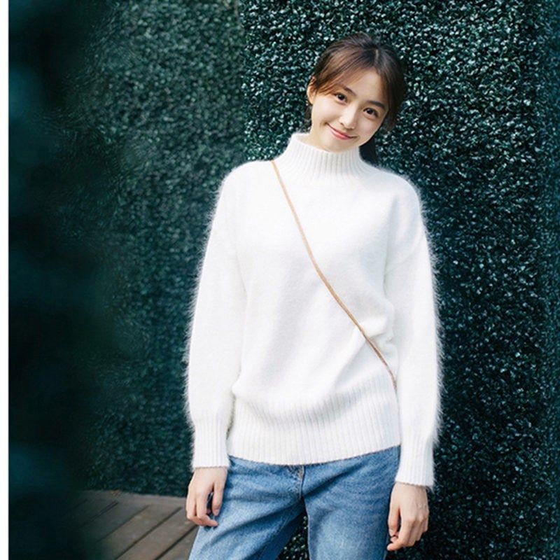 新款秋冬装半高领仿水貂绒韩版宽松纯色加厚兔毛毛衣套头女短款打|msdalam kategori Butik wanita / wanita, sweater - dari Buy2taobao.com untuk memberikan perkhidmatan ejen Taobao profesional membeli