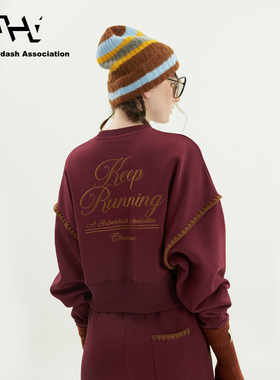 AHA爱侈艾·英文刺绣贝壳绣25秋冬新款休闲套头加绒加厚运动套装