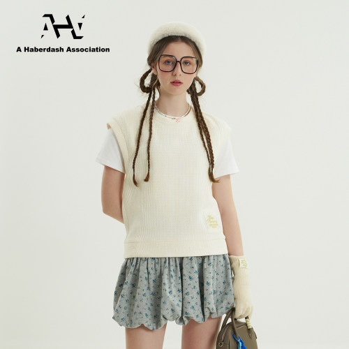 AHA甜美休闲学院短款女马甲背心