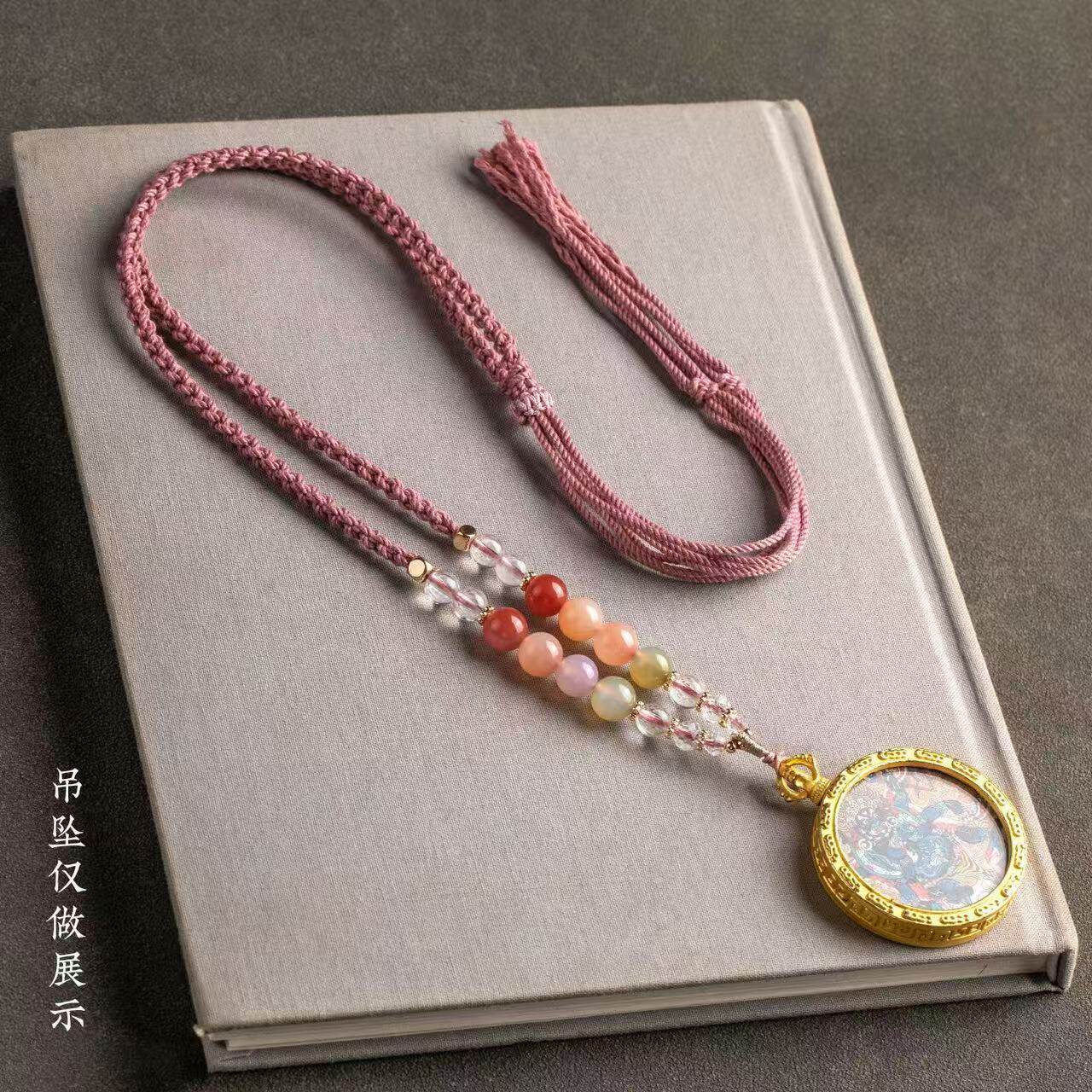 糖果玛瑙手工编织吊坠挂绳四股编男女泰国佛牌唐卡挂坠绳民族风绳