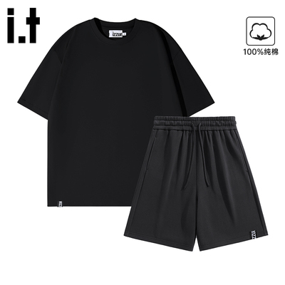 itizzue潮牌纯棉T恤短裤套装男