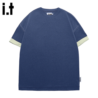 itizzue撞色短袖T恤男圆领半袖