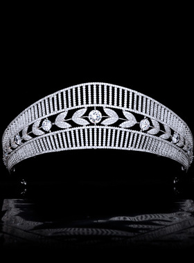 新款欧美宫廷风高端大气气质新娘锆石发箍皇冠跟妆优雅发冠头饰