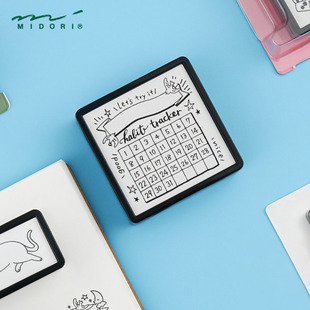 日本midori印章 浸透印 手账印章 警示语 待办事项 可补充印油