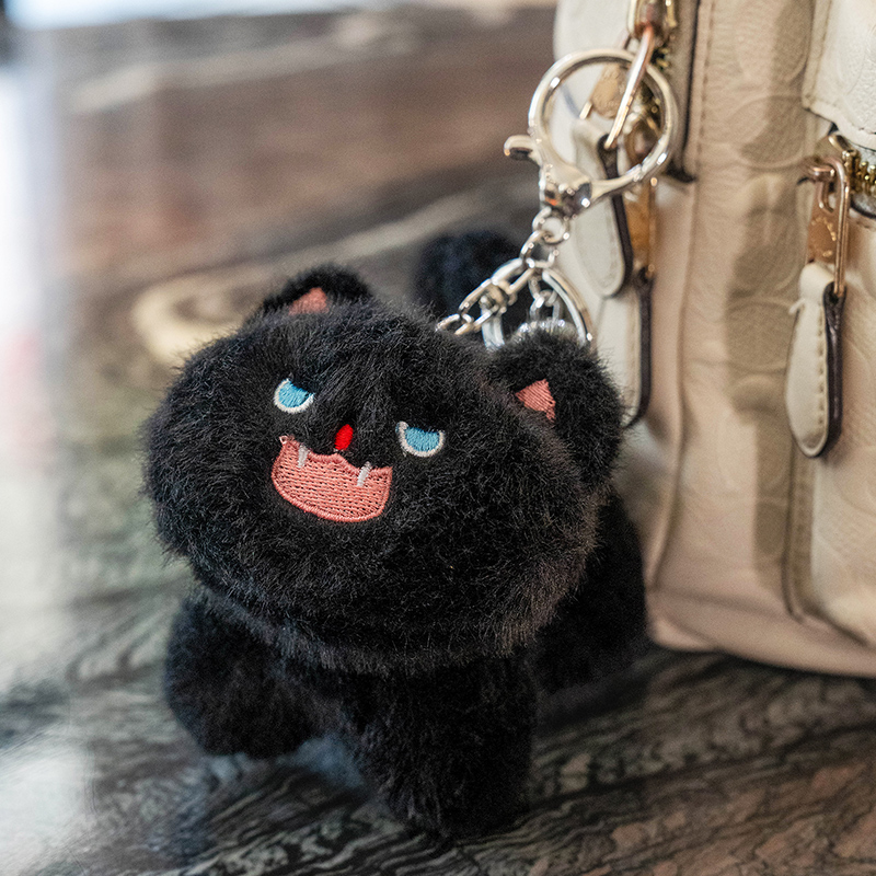 玲绸黑猫学生书包背包挂件毛绒