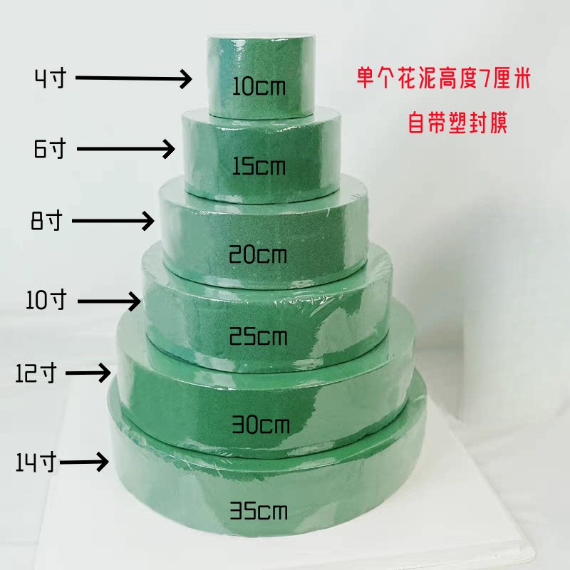 圆形塑封花泥蛋糕花专用