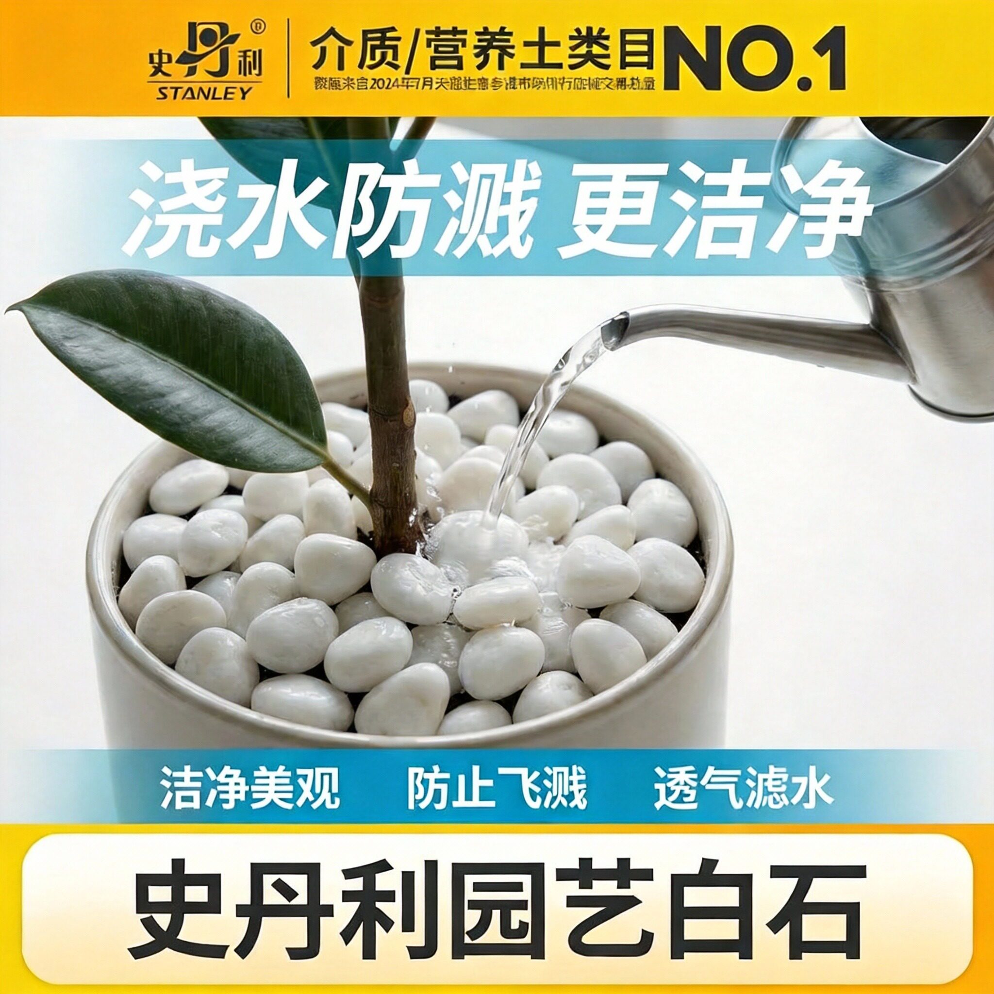 史丹利天然白石子铺面石水培石子鹅卵石白色原石庭院石头造景花盆 - 实物图