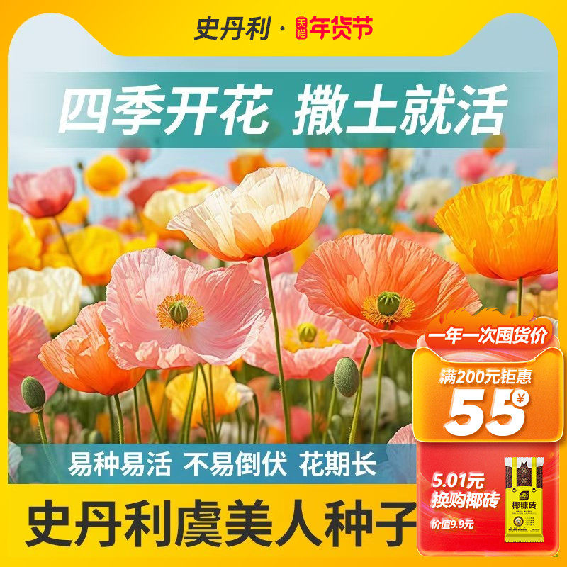 史丹利虞美人花种子混色雪莉冰岛重瓣花籽盆栽易活室内外四季开花