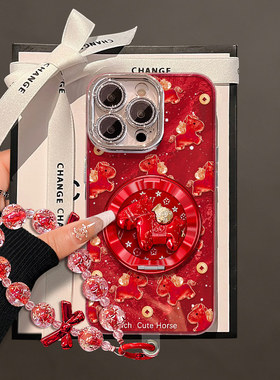 红色金币小马冰川纹适用苹果17promax手机壳华为华为mate80本命年p70马年OPPOReno15防摔s30软壳小米17