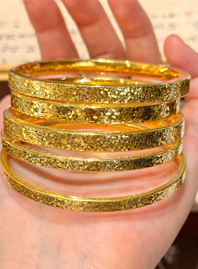 古法金包银碎碎冰手镯不掉色