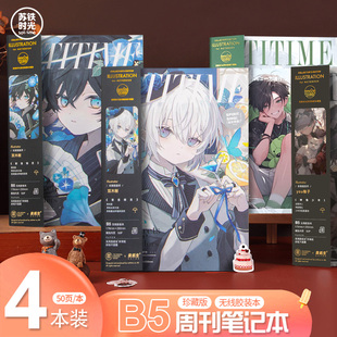 苏铁时光B5插画期刊无线胶装本二次元漫画少女杂志风横线记事本创意文艺学生16K软面抄笔记本摘抄本子批发