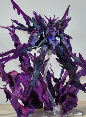 高达模型成品 1：144 HG 冰川瞬变 带紫色火焰场景完成品