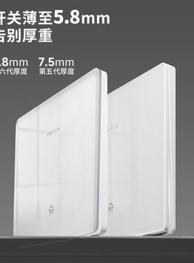 国际电工86型超薄亚克力玻璃白色一开单双控开关插座面板家用五孔