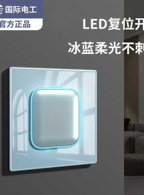 国际电工蓝色LED开关墙壁插座面板86型家用暗装一开双控五5孔USB