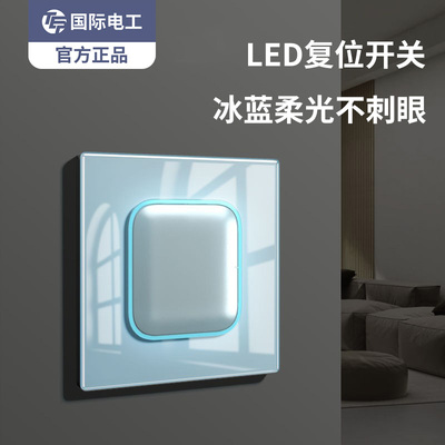 TEP国际电工蓝色酒店开关插座面板86型家用暗装双开单开楼梯双控