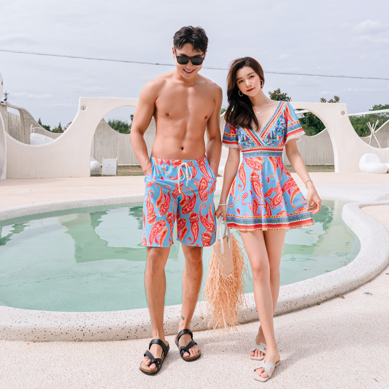 奇海21143新款情侣泳衣女速干男泳裤时尚性感特惠泳装运动裙式