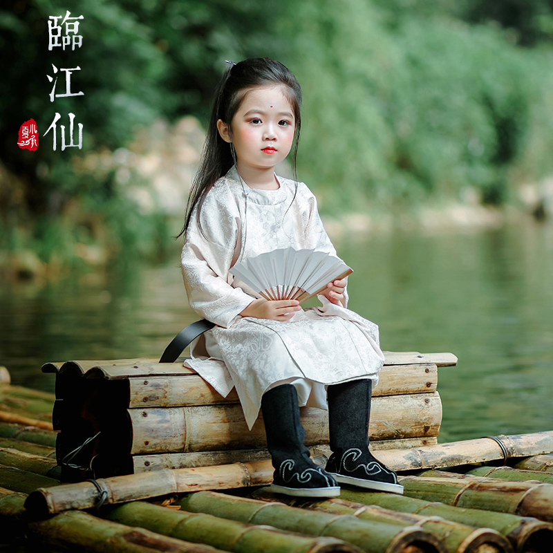 夏小承唐装儿童汉服男童圆领袍幼儿园李白宝宝演出服古装男孩夏季