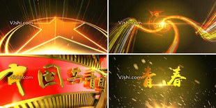 共青团组织团员青年团片头团徽五四LED舞台晚会VJ视频背景素材