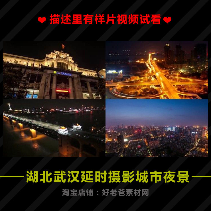 湖北武汉延时摄影动感城市夜景 高清视频素材