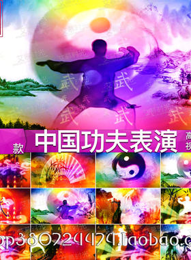 中国风水墨功夫舞台大屏幕表演背景 少林武术led视频素材晚会