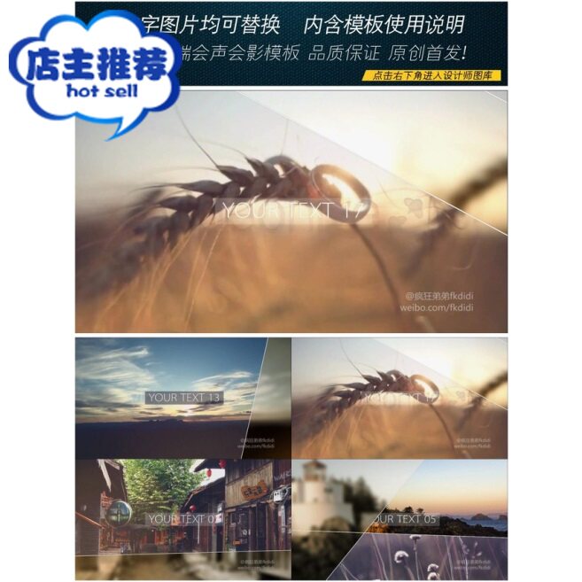 清新唯美线条快速切换温馨高清金色相册会声会影模板视频素材