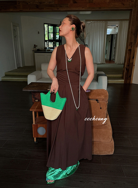 CCCHEUNG 4.14/0点 新中式清冷文艺松弛感垂坠质感V领长款连衣裙