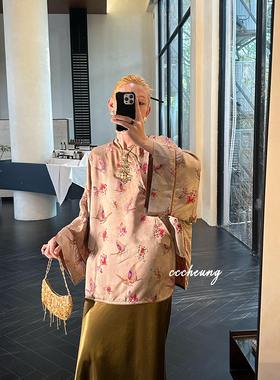 【喜一兮】6.18庄生梦原创华丽新中式人丝提花定位香云纱质感衬衫