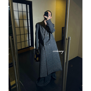 CCCHEUNG 11.11晚6 秋冬新款长外套刘雯同款复古吸烟装毛呢大衣