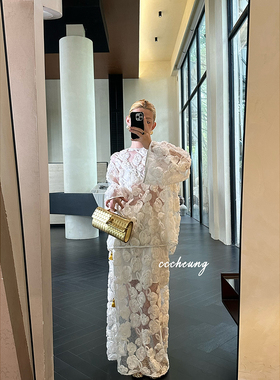 【喜一兮】5.16法式度假立体刺绣设计盘花玫瑰花前后两穿防晒套装