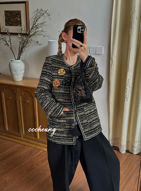 CCCHEUNG 1.10晚8 埃及艳后尼罗河幻彩编织小香风毛呢外套羽绒服