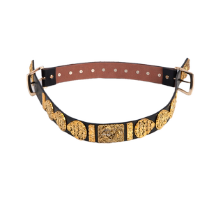 汉服革带明圆领配饰明制雕花双铊尾革带腰带古代跨带蹀躞带