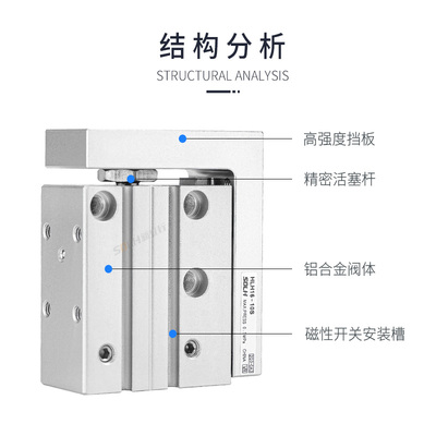 HLH精密侧轨型导轨滑台气缸HLH6101620X5X10X15X20X25X30X40