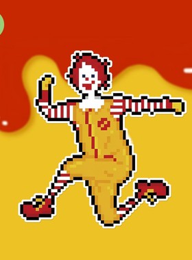 麦门卡通像素小丑麦当劳汽车摩托电动油箱盖玻璃窗贴纸C305