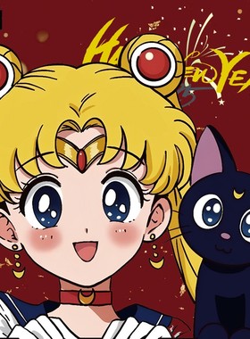 美少女战士黑猫卡通动漫二次元汽车摩托油箱盖玻璃贴纸