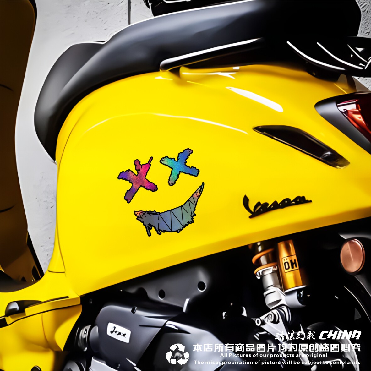 恶魔眼睛汽车贴电动摩托车头盔贴纸镭射反光装饰贴车窗个性创意贴