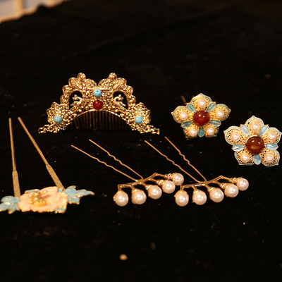 古风汉服发冠鬓发全套头饰配饰