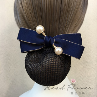 韩版高级职业头花女银行酒店护士空姐饭店服务员工作盘发网兜头饰