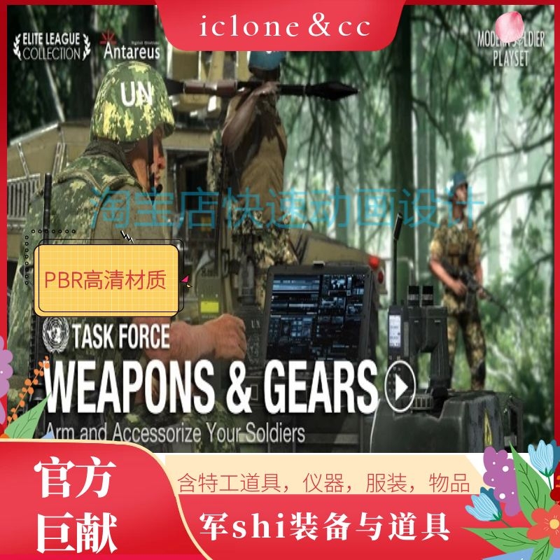 iclone素材cc服装军shi特工装备含服装道具声音等包裹做特工无忧
