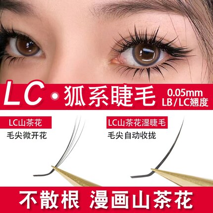 狐系睫毛漫画款山茶花日式开花新单根多取不散根美睫店专用天鹅绒
