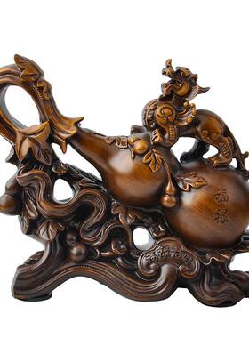 家直木纹招财销纹招厂财葫芦酒柜客厅保平居安木家装饰品摆件工艺