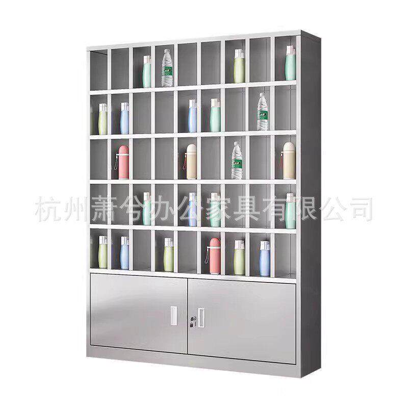 不锈钢水杯柜车间多格水杯储物柜茶水间茶杯存放柜工厂员工水杯架