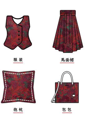 风浮红色雕肌理BF-F4-50感马礼甲色织面料复古服国女装箱包布